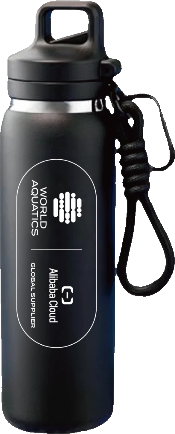 Black co-branded water bottle